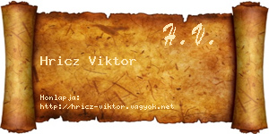 Hricz Viktor névjegykártya
